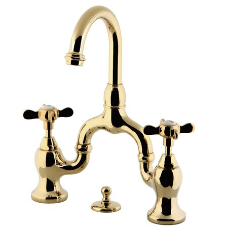 Kingston Brass KS7992BEX Bridge Bathroom Faucet with Brass Pop-Up, Polished Brass KS7992BEX